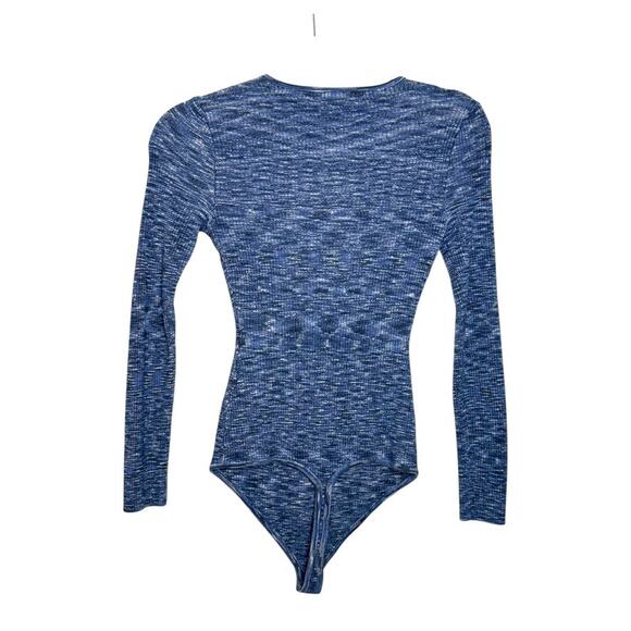 Abercrombie & Fitch O-Ring Cutout Sweater Bodysuit Women M Blue Knit Casual - Picture 2 of 6